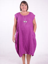 Lagenlook Linen Cap Sleeve Dress with Deep Pockets - 9450 Linen, Dresses, Pure Plus Clothing, Lagenlook Clothing, Plus Size Fashion, Over 50 Fashion